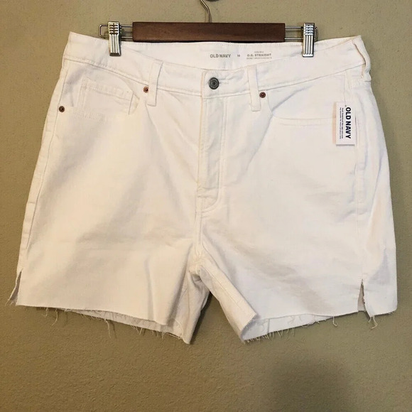 Old Navy Size 16 High-Waisted Button-Fly White-Wash Cut-Off Jean Shorts - Picture 1 of 6